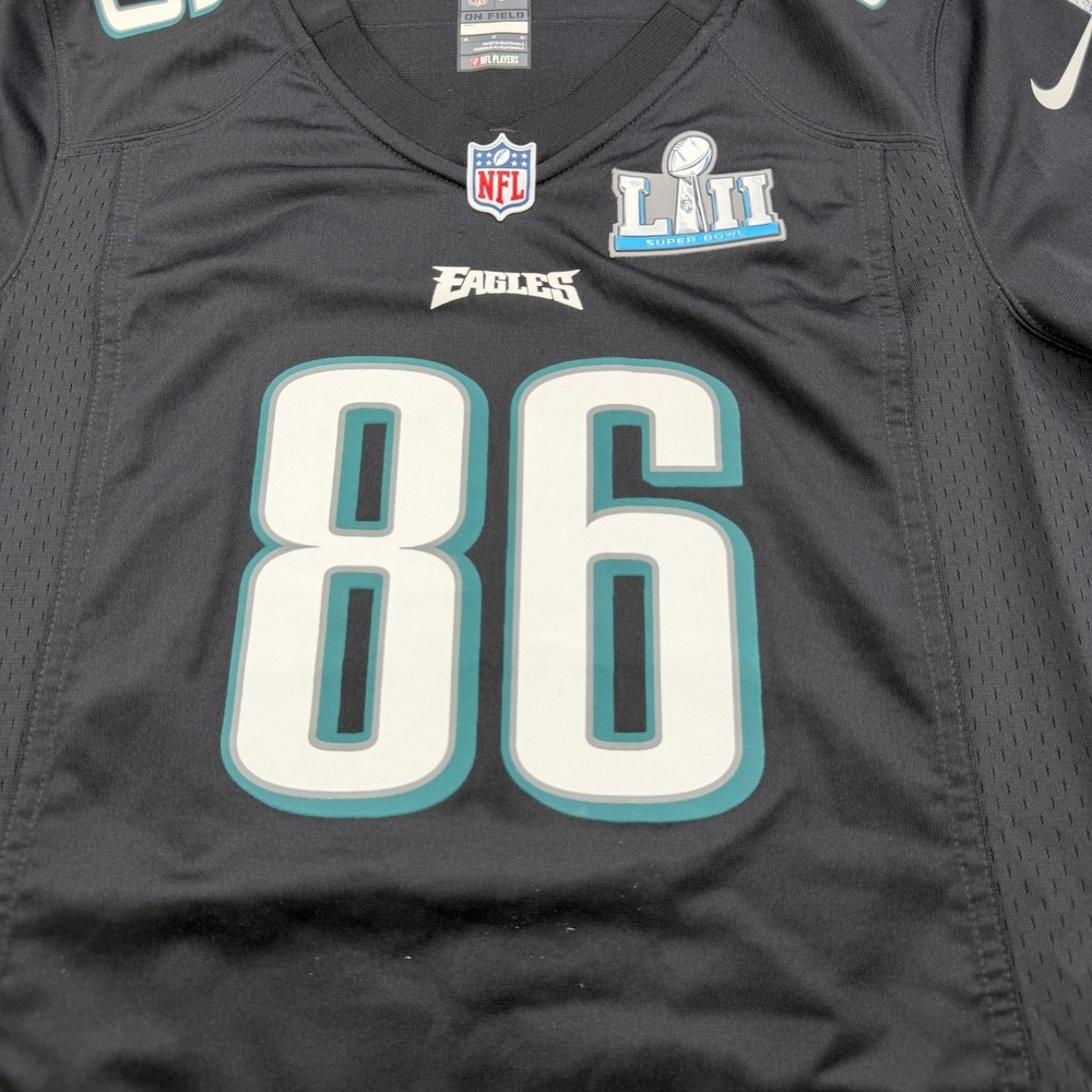 Philadelphia Eagles Superbowl Jersey Womens Medium Black Football Zach Ertz Nike - Picture 3 of 13